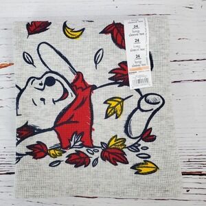🔴 Disney Winnie the Pooh Thermal Crew Neck Tee Boy 24M Gray Fall Leaves NWT